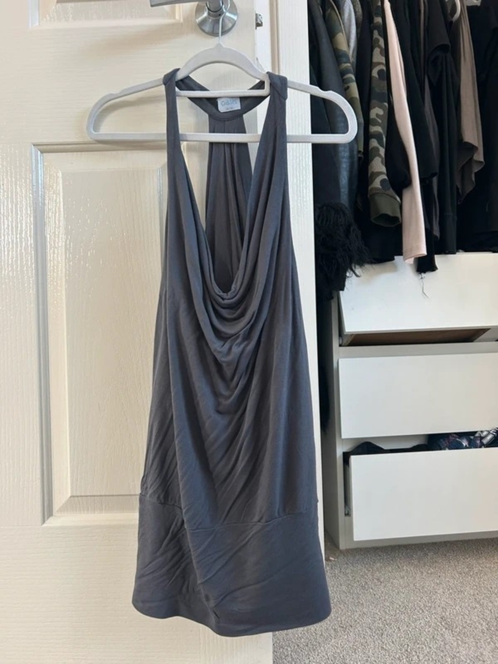 Oasis Charcoal Draped Halter Mini Dress